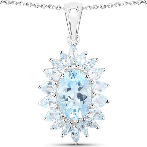 19.18 Carat Genuine Blue Topaz Sterling Silver Jewelry Set