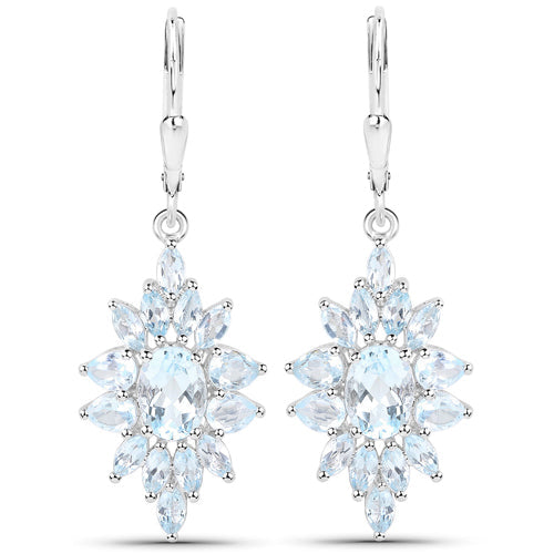 19.18 Carat Genuine Blue Topaz Sterling Silver Jewelry Set