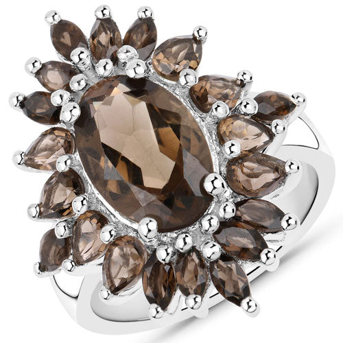 16.36 Carat Genuine Smoky Quartz Sterling Silver Jewelry Set