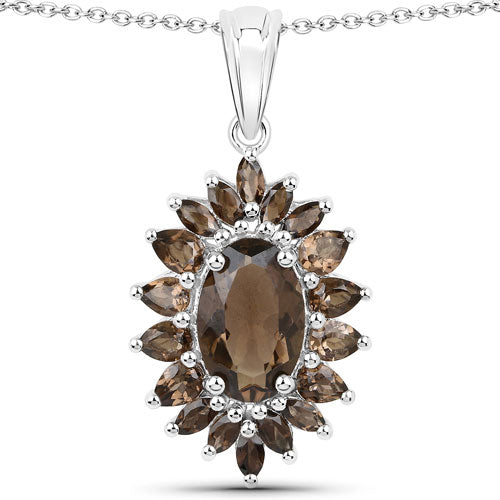 16.36 Carat Genuine Smoky Quartz Sterling Silver Jewelry Set