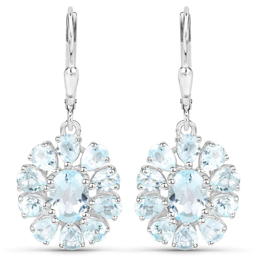 Ensemble de bijoux en argent sterling avec topaze bleue et blanche de 14,02 carats
