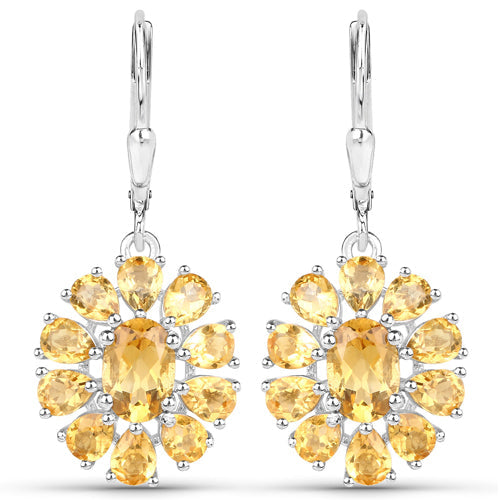 12.24 Carat Genuine Citrine & White Topaz Sterling Silver Jewelry Set