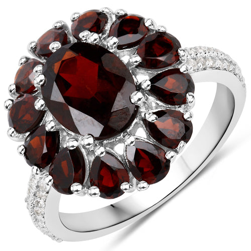 Elegant 13.82 Carat Garnet & White Topaz Jewelry Set in Sterling Silver