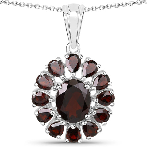 Elegant 13.82 Carat Garnet & White Topaz Jewelry Set in Sterling Silver