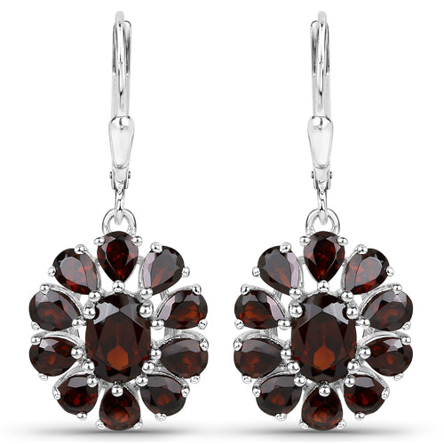Elegant 13.82 Carat Garnet & White Topaz Jewelry Set in Sterling Silver