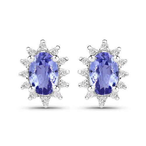 Ensemble de bijoux en tanzanite véritable de 2,00 carats et topaze blanche
