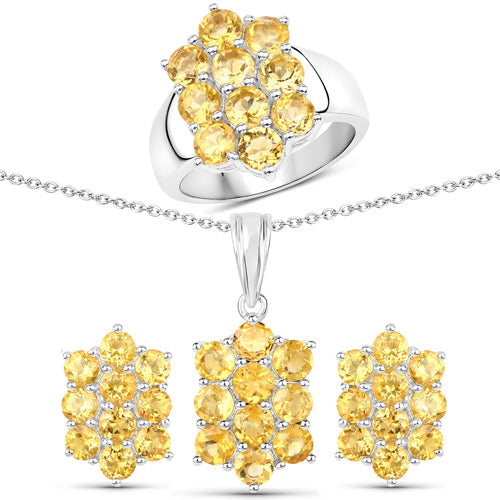 Ensemble de bijoux en argent sterling avec citrine véritable de 6,60 carats