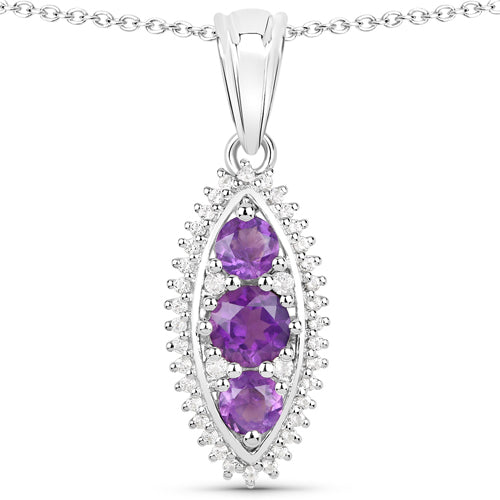 Ensemble de bijoux en améthyste véritable et topaze blanche de 3,60 carats en argent sterling