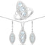 Conjunto de joyería de topacio azul y blanco genuino de 4.50 quilates en plata de ley