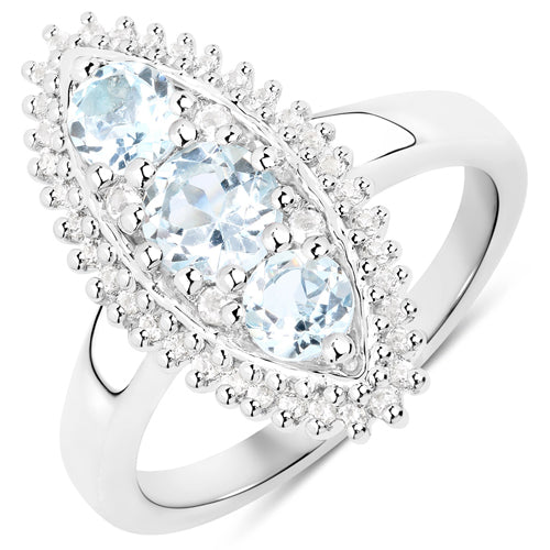Conjunto de joyería de topacio azul y blanco genuino de 4.50 quilates en plata de ley