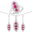 Conjunto de Joyería de Rubí y Topacio Blanco de 4.32 Quilates en Plata Esterlina