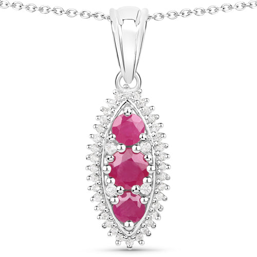 Conjunto de Joyería de Rubí y Topacio Blanco de 4.32 Quilates en Plata Esterlina