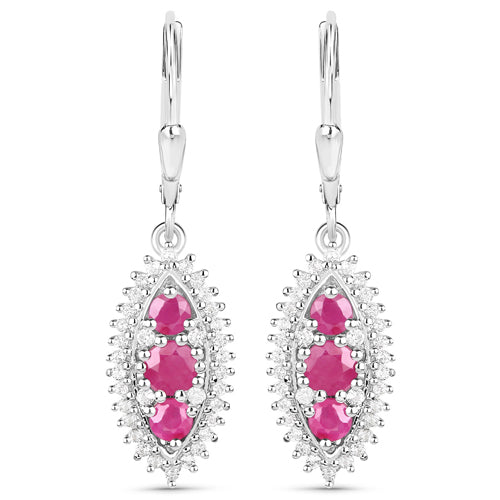 Conjunto de Joyería de Rubí y Topacio Blanco de 4.32 Quilates en Plata Esterlina