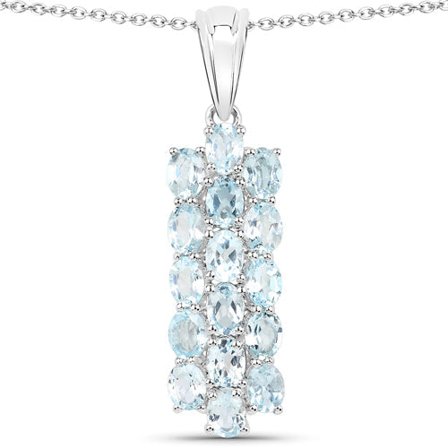 9.88 Carat Genuine Blue Topaz Sterling Silver Jewelry Set