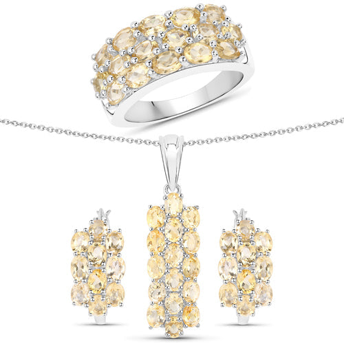 Ensemble de bijoux en argent sterling avec citrine véritable de 8,32 carats