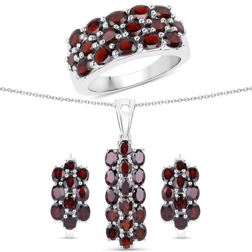 Ensemble de bijoux en argent sterling avec grenat de 10,40 carats