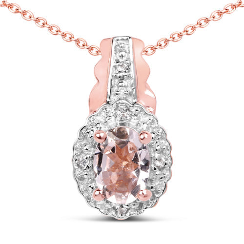 Conjunto de Joyería de Morganita de 2.28 Quilates y Topacio Blanco