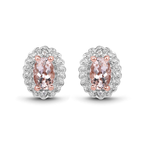 Conjunto de Joyería de Morganita de 2.28 Quilates y Topacio Blanco