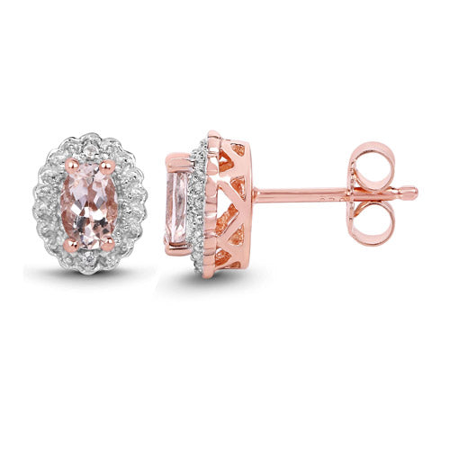 Conjunto de Joyería de Morganita de 2.28 Quilates y Topacio Blanco