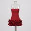 Sexy European and American style dress with strapless shoulder and fashionable three-dimensional flower splicing short dress - Korvel