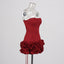 Sexy European and American style dress with strapless shoulder and fashionable three-dimensional flower splicing short dress - Korvel