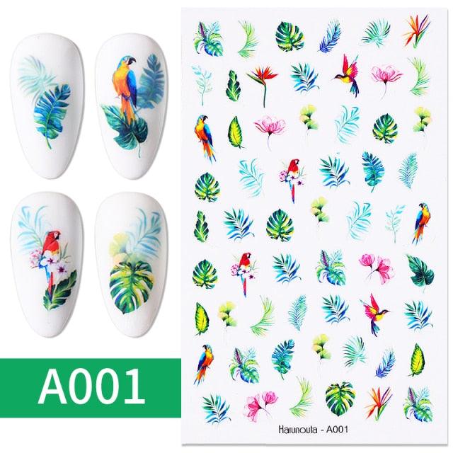 Elegantes Stickers de Uñas 3D - Diseños de Personajes y Flores