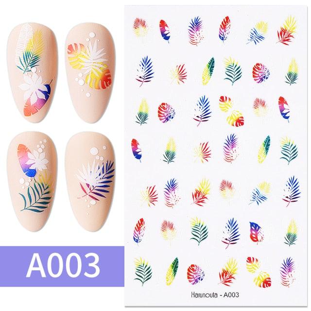 Elegantes Stickers de Uñas 3D - Diseños de Personajes y Flores