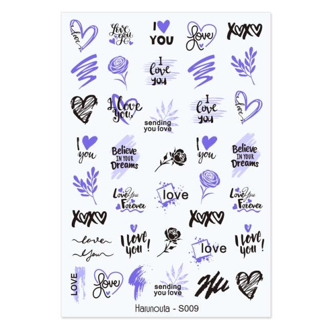 Elegantes Stickers de Uñas 3D - Diseños de Personajes y Flores