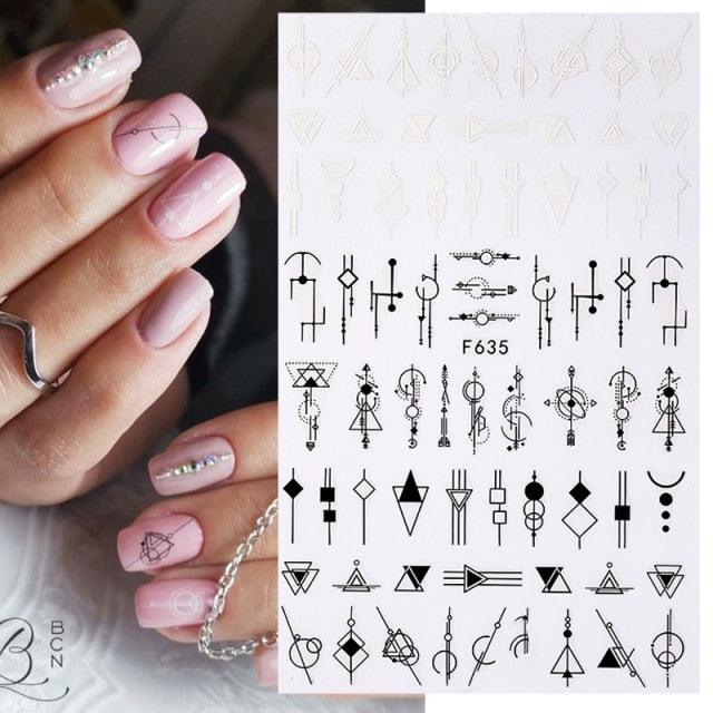 Elegantes Stickers de Uñas 3D - Diseños de Personajes y Flores