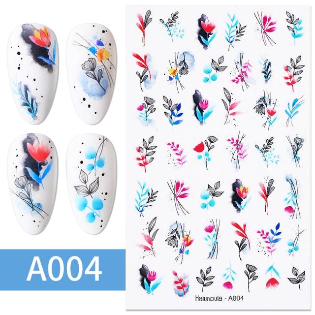Elegantes Stickers de Uñas 3D - Diseños de Personajes y Flores