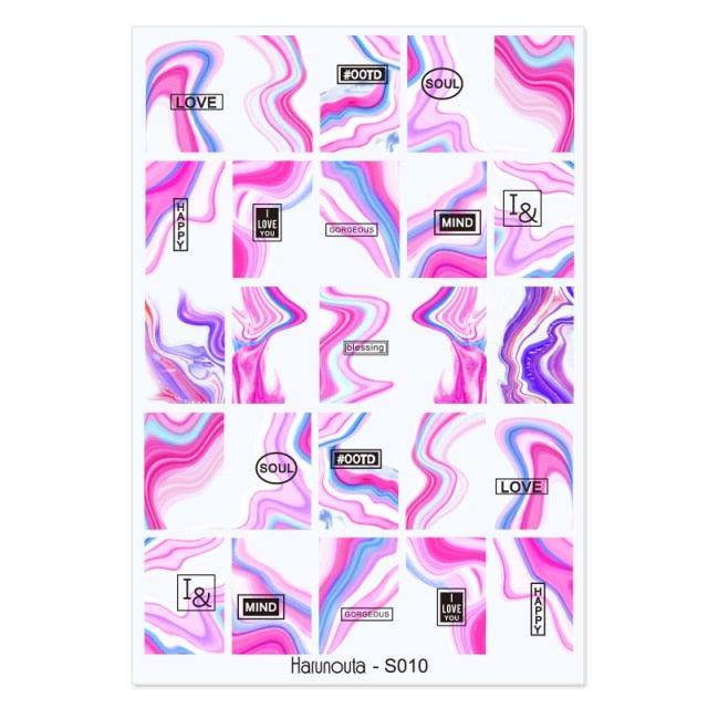 Elegantes Stickers de Uñas 3D - Diseños de Personajes y Flores