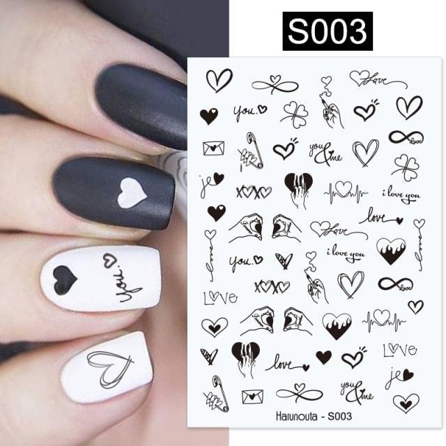 Elegantes Stickers de Uñas 3D - Diseños de Personajes y Flores
