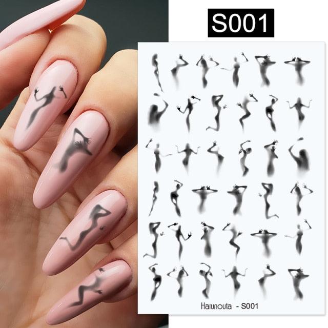Elegantes Stickers de Uñas 3D - Diseños de Personajes y Flores