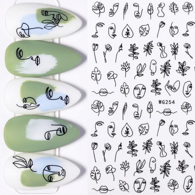 Elegantes Stickers de Uñas 3D - Diseños de Personajes y Flores