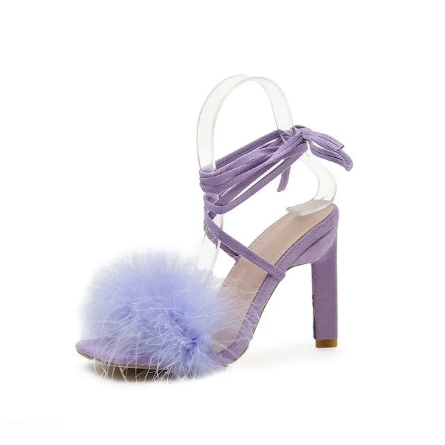 Feather Women High Heels - Elegant and Chic Footwear