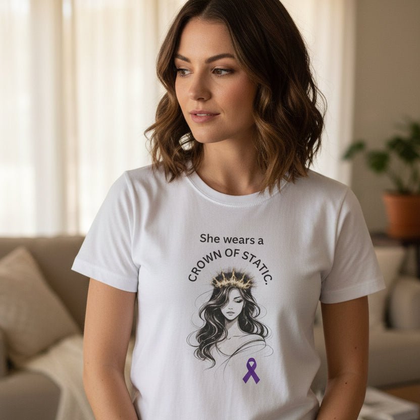 Elle porte une couronne de statique – T-shirt de sensibilisation à l'épilepsie pour femmes