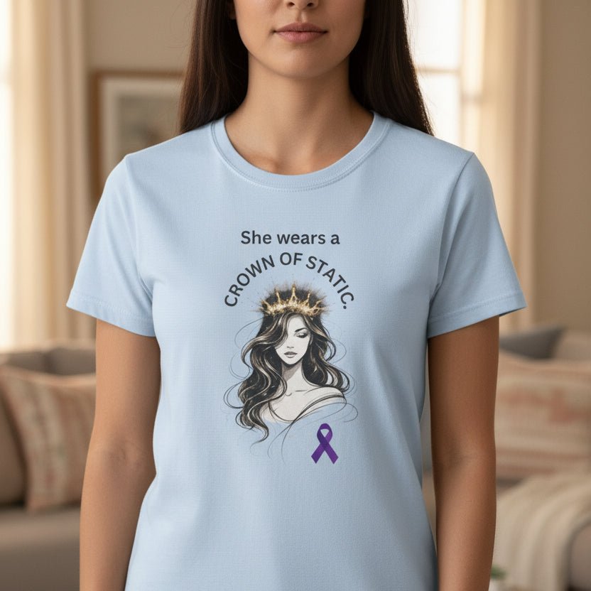 Elle porte une couronne de statique – T-shirt de sensibilisation à l'épilepsie pour femmes