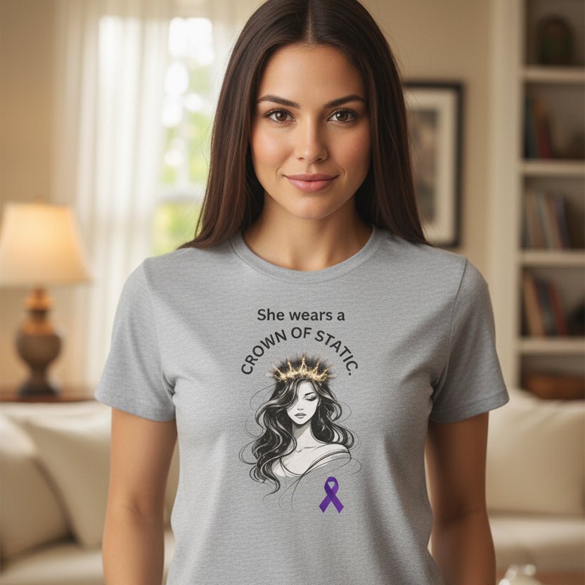 Elle porte une couronne de statique – T-shirt de sensibilisation à l'épilepsie pour femmes