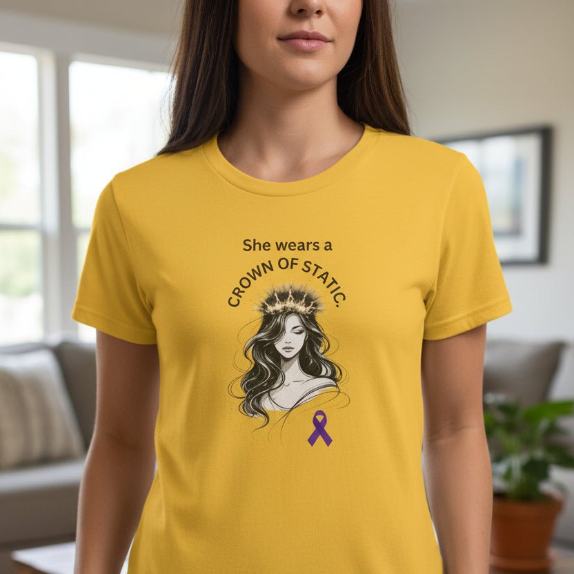 Elle porte une couronne de statique – T-shirt de sensibilisation à l'épilepsie pour femmes