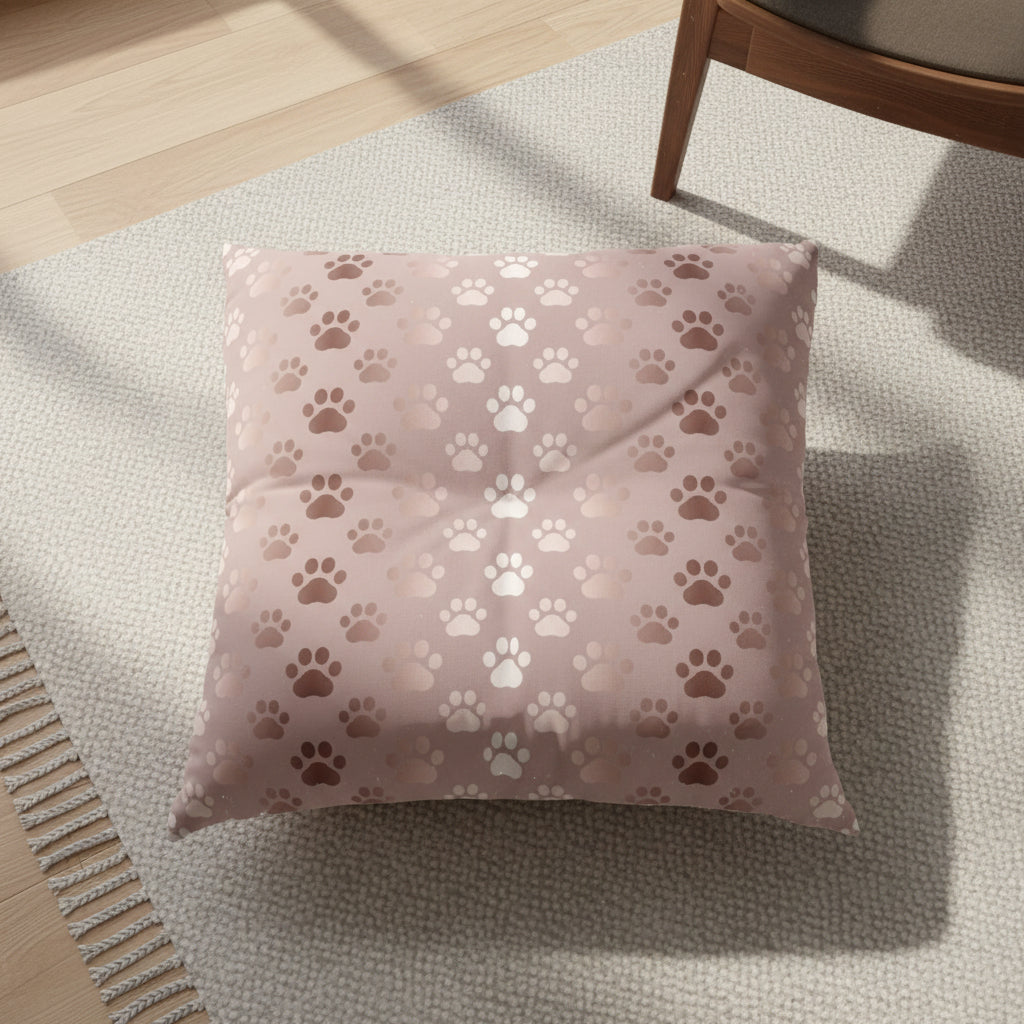Coussin de sol tufté à motif de patte d'animal scintillant