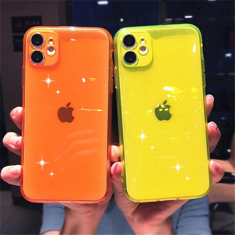 Coque de téléphone transparente à paillettes brillantes pour modèles d'iPhone