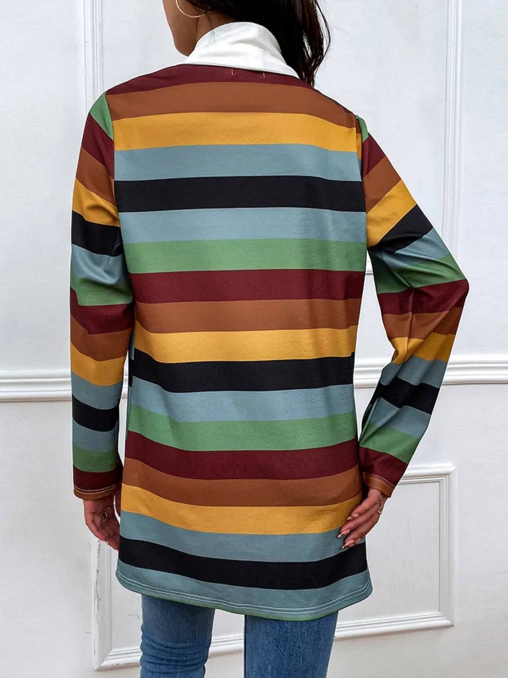 Shiny Color Block Open Front Cardigan - Korvel