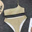 Ensemble de bikini taille haute en paillettes brillantes pour femmes