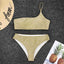 Ensemble de bikini taille haute en paillettes brillantes pour femmes