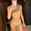 Ensemble de bikini taille haute en paillettes brillantes pour femmes