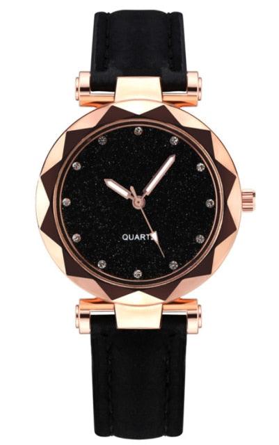 Reloj de Cuarzo para Mujeres con Pulsera de Cuero Elegante