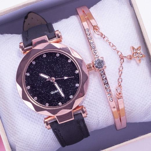 Reloj de Cuarzo para Mujeres con Pulsera de Cuero Elegante