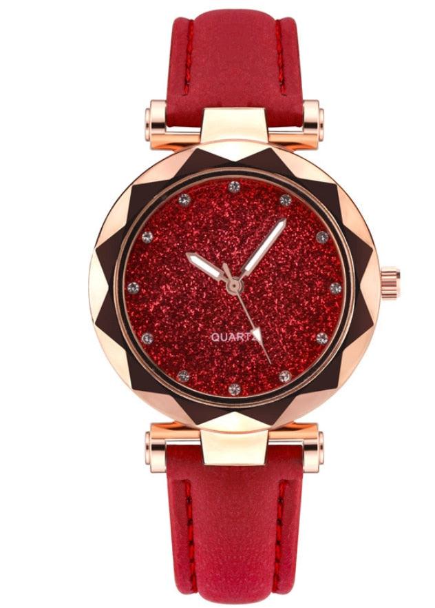 Reloj de Cuarzo para Mujeres con Pulsera de Cuero Elegante