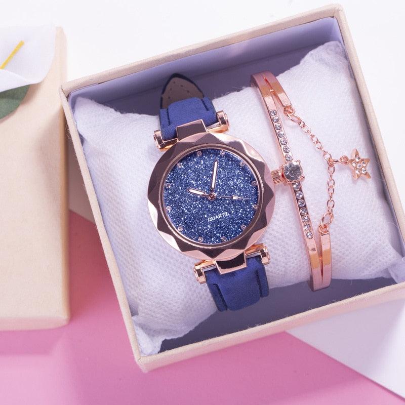 Reloj de Cuarzo para Mujeres con Pulsera de Cuero Elegante