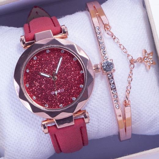Reloj de Cuarzo para Mujeres con Pulsera de Cuero Elegante
